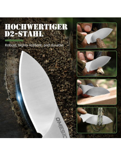 Cuchillo de Cuello Omesio ZLJR, Acero D2, 14.76 cm, Funda Kydex 2