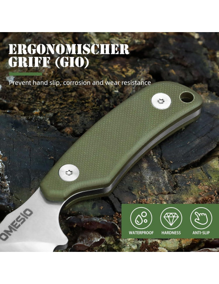 Cuchillo de Cuello Omesio ZLJR, Acero D2, 14.76 cm, Funda Kydex