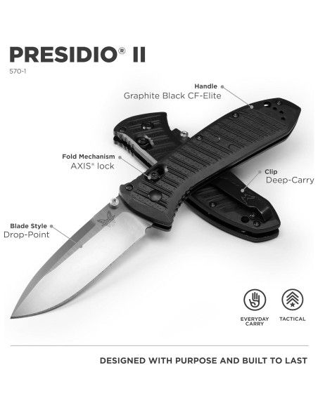 Cuchillo Táctico Benchmade Presidio II 570-1 9.4 cm Acero Inoxidable