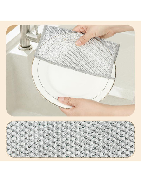 10 Trapos de Lavado de Platos de Alambre XBUYTO Gris