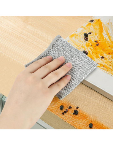 10 Trapos de Lavado de Platos de Alambre XBUYTO Gris