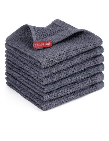 Toallas de Cocina BOOMIBOO 100% Algodón 12x12 cm 6-Pack Gris