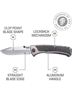 Cuchillo de bolsillo SOG Sideswipe 3.4" (8.64 cm) gris EDC 2