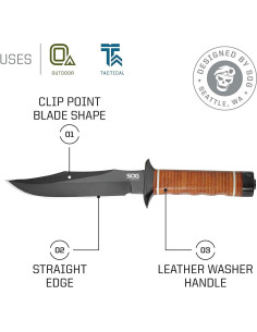 Cuchillo Bowie 2.0 SOG de Hoja Fija 16.5 cm Acero AUS-8 2