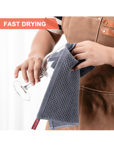 Toallas de Cocina BOOMIBOO 100% Algodón 12x12 cm 6-Pack Gris