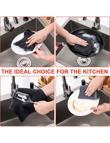 Toallas de Cocina BOOMIBOO 100% Algodón 12x12 cm 6-Pack Gris