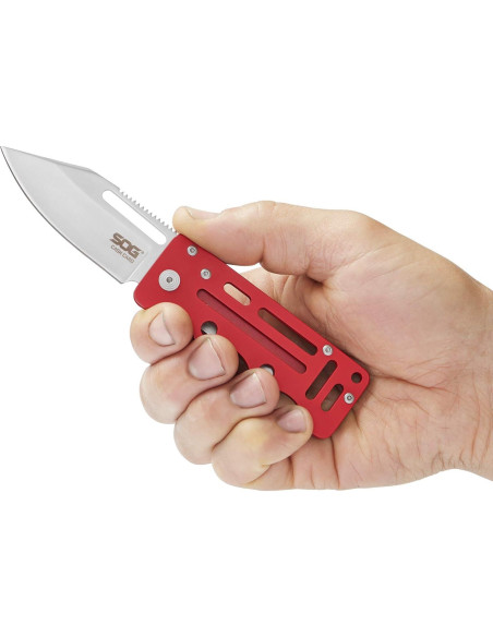 Cuchillo de bolsillo SOG Cash Card granate 6.99 cm plegable