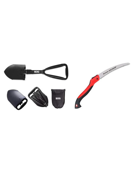 Herramienta de Trinchera SOG F08-N y Sierra Plegable Corona 25.4 cm