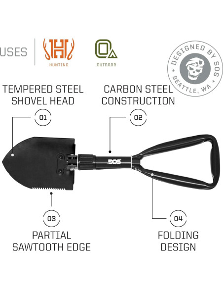 Herramienta de Trinchera SOG F08-N y Sierra Plegable Corona 25.4 cm
