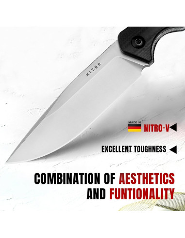 Cuchillo de Camping Kizer Militaw 20.77cm Nitro V con Funda