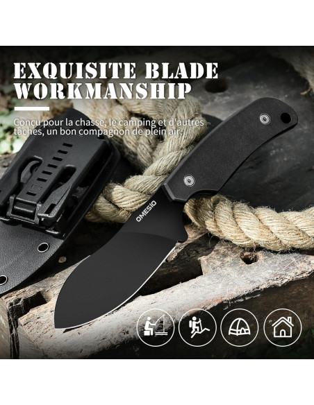 Cuchillo de Caza Omesio L-LJR con Funda Kydex 22.5cm D2