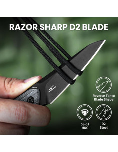 Cuchillo Fijo Kizer Groom D2 7.82cm Mango Micarta Azul 2