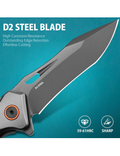 Cuchillo Plegable LOTHAR WYW de Acero D2 7.49 cm Negro 2