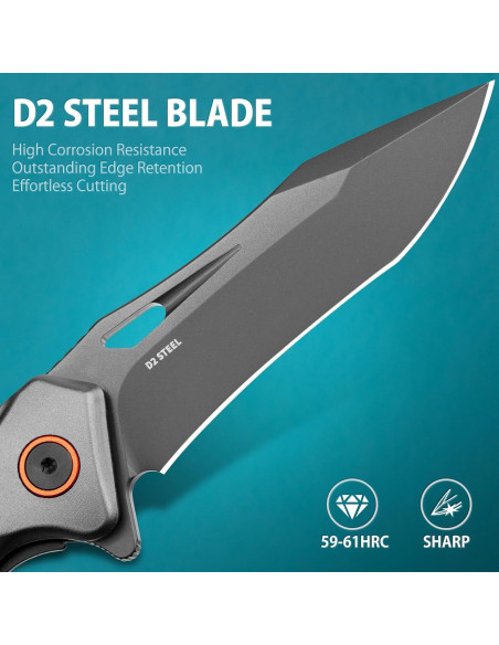 Cuchillo Plegable LOTHAR WYW de Acero D2 7.49 cm Negro