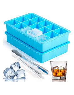 Paquete 2 bandejas cubitos hielo ZDPMK silicona 15 cavidades