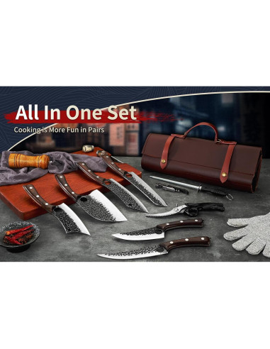 Juego de cuchillos de cocina DRGSKL 6 piezas acero carbono