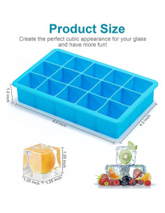 Paquete 2 bandejas cubitos hielo ZDPMK silicona 15 cavidades 2