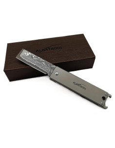 Cuchillo de bolsillo EDC ALBATROSS - Acero Damasco y Titanio