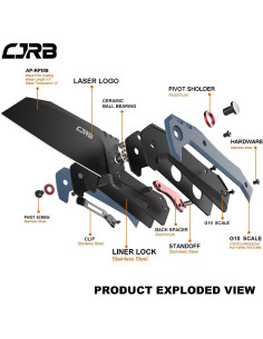 Cuchillo Plegable CJRB Tigris 21.6cm Acero AR-RPM9 Negro/Azul 2