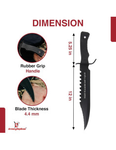 Cuchillo Deportivo Sawback Nocturno Armory Replicas 30.99 cm 2