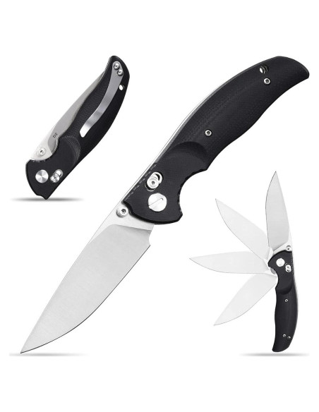 Cuchillo Plegable Eafengrow EF3 D2 Mango G10 19.7 cm Negro