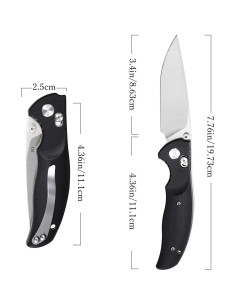 Cuchillo Plegable Eafengrow EF3 D2 Mango G10 19.7 cm Negro 2