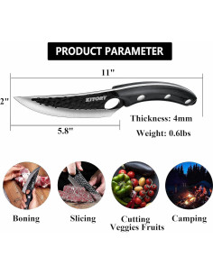 Cuchillo de Deshuesar Kitory Forjado a Mano 15.24 cm Acero Carbono 2