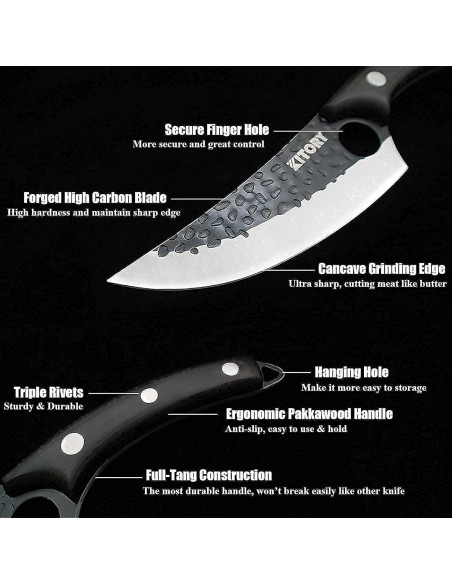 Cuchillo de Deshuesar Kitory Forjado a Mano 15.24 cm Acero Carbono