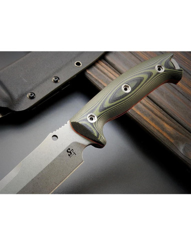 Cuchillo Fijo Sitivien ST11 DC53 Acero 17.4cm Mango G10 Plata