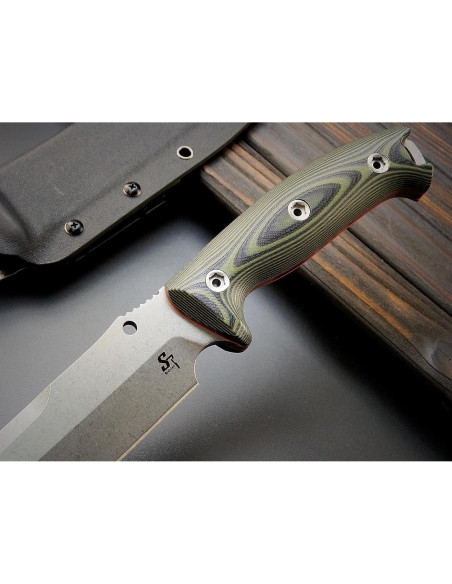 Cuchillo Fijo Sitivien ST11 DC53 Acero 17.4cm Mango G10 Plata