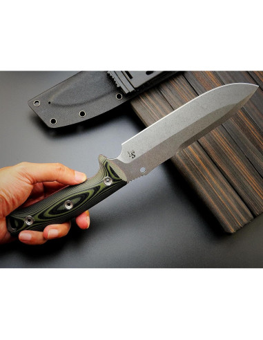 Cuchillo Fijo Sitivien ST11 DC53 Acero 17.4cm Mango G10 Plata