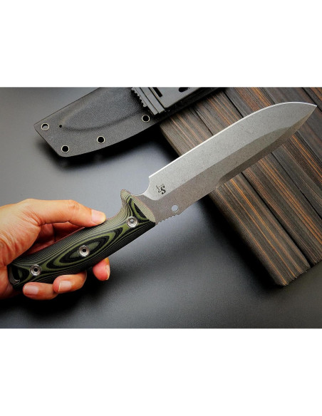 Cuchillo Fijo Sitivien ST11 DC53 Acero 17.4cm Mango G10 Plata