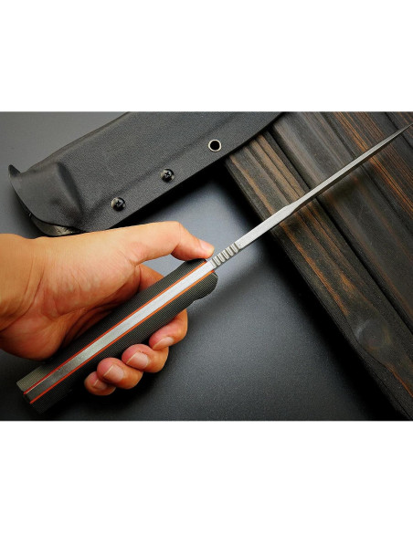 Cuchillo Fijo Sitivien ST11 DC53 Acero 17.4cm Mango G10 Plata