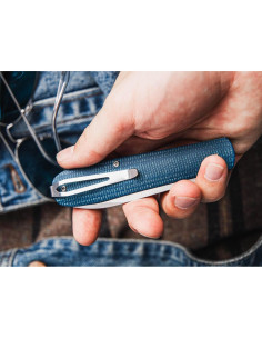 Cuchillo Plegable EDC BKER Coffin Denim Micarta Azul 8cm 2
