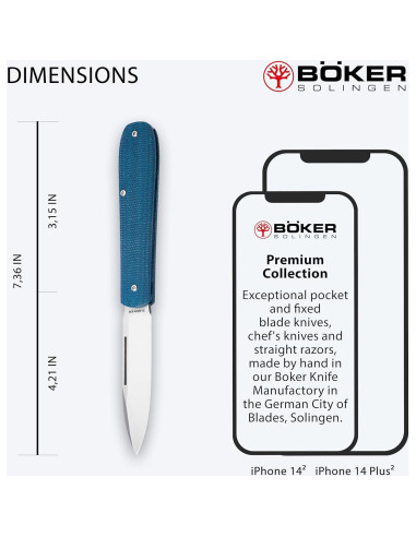 Cuchillo Plegable EDC BKER Coffin Denim Micarta Azul 8cm