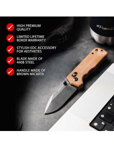 Cuchillo Plegable Bker Rockstub Marrón Micarta 6,7 cm 2