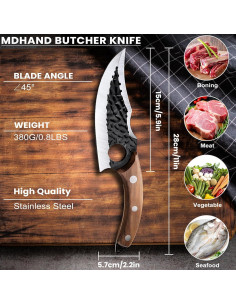 Cuchillo de Chef MDHAND 15.24 cm Acero al Carbono con Funda 2