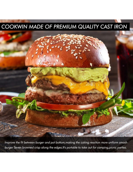 Prensa de Hamburguesa COOKWIN 15,24 cm Hierro Fundido Prensa de Hamburguesa COOKWIN 15,24 cm Hierro Fundido