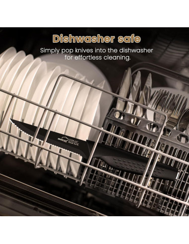 Juego de 8 Cuchillos para Carne Amorston - Acero Inoxidable Negro