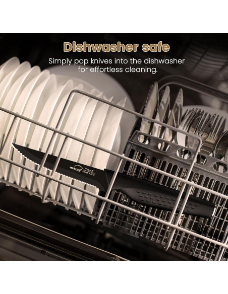 Juego de 8 Cuchillos para Carne Amorston - Acero Inoxidable Negro