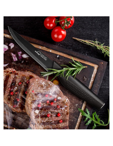 Juego de 8 Cuchillos para Carne Amorston - Acero Inoxidable Negro