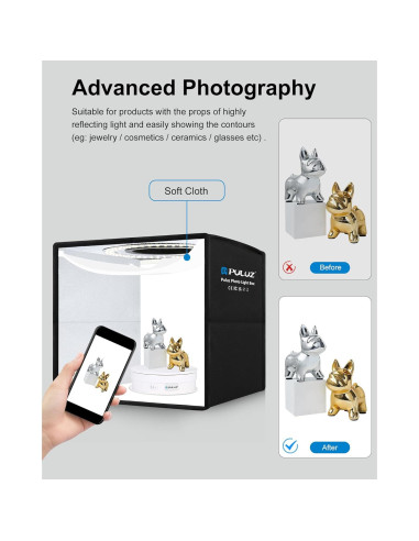 Estudio Fotográfico PULUZ 25x25cm con 102 LED y Fondos