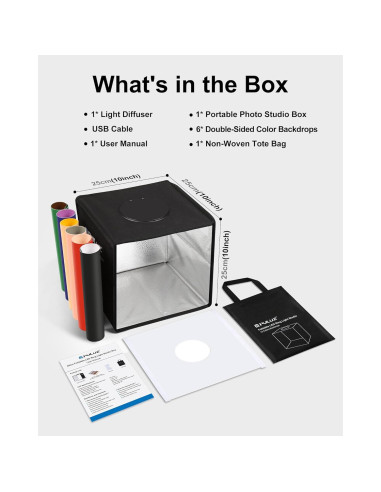 Estudio Fotográfico PULUZ 25x25cm con 102 LED y Fondos