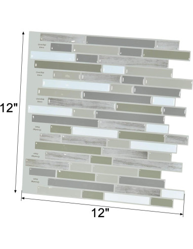 Azulejo Autoadhesivo Art3d para Cocina y Baño 30x30cm Multicolor