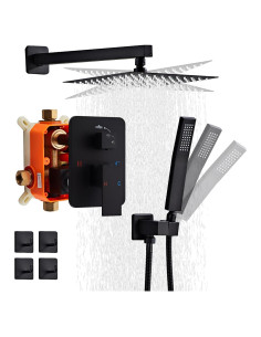 Juego de Ducha RTTWYYUU 10 Pulgadas Negro Mate con Ducha de Lluvia