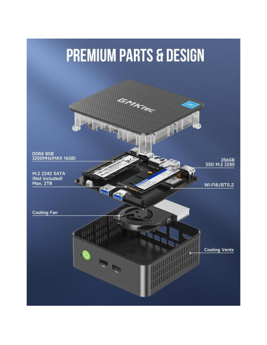 Mini PC GMKtec G3 Plus, Intel N150, 8GB RAM, 256GB SSD