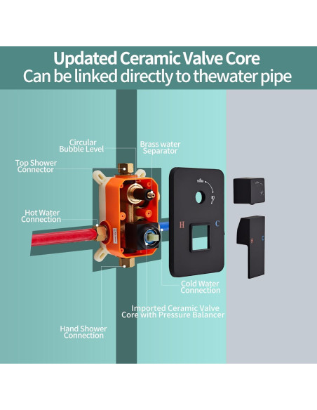 Juego de Ducha RTTWYYUU 10 Pulgadas Negro Mate con Ducha de Lluvia