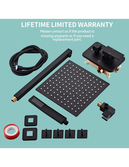 Juego de Ducha RTTWYYUU 10 Pulgadas Negro Mate con Ducha de Lluvia