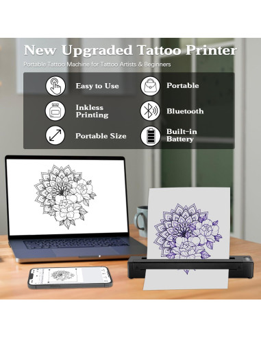 Impresora de Plantillas de Tatuajes Inalámbrica Sacnahe P19