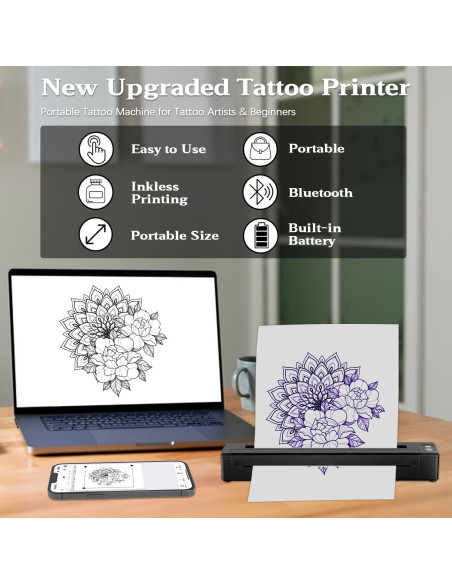 Impresora de Plantillas de Tatuajes Inalámbrica Sacnahe P19